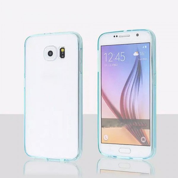Wholesale Samsung Galaxy S6 Edge Crystal Clear Hybrid Case (Light Blue)